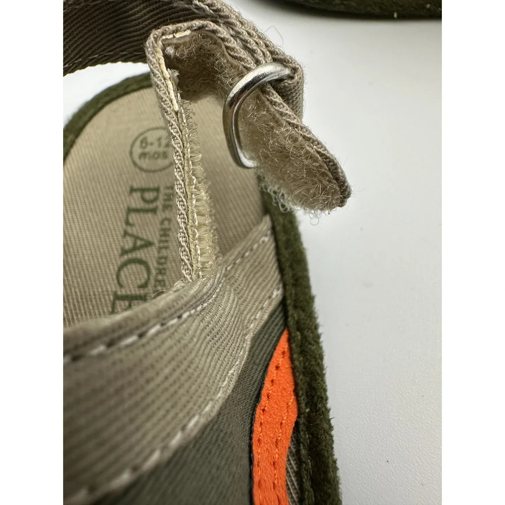The Childrens Place Sandals Kids 6-12M Green Orange Star Embroidered Soft Sole